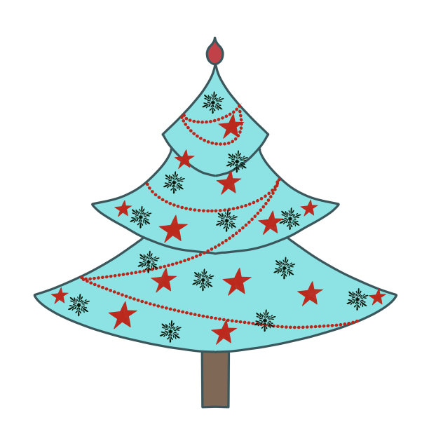 简单的圣诞树。手绘插图，孤立在白色背景。图片下载