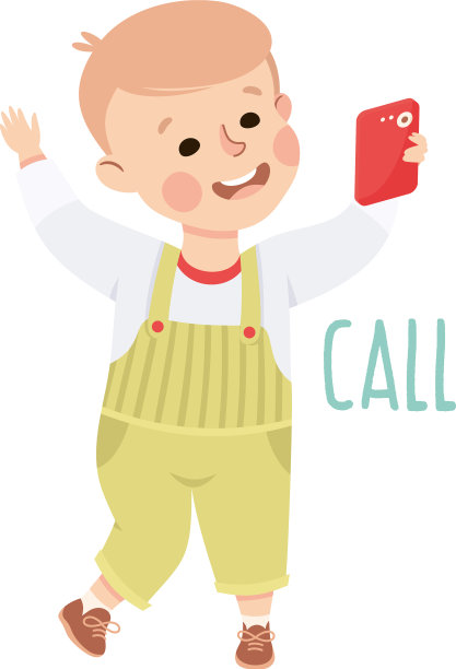 小男孩用手机示范打电话图片下载