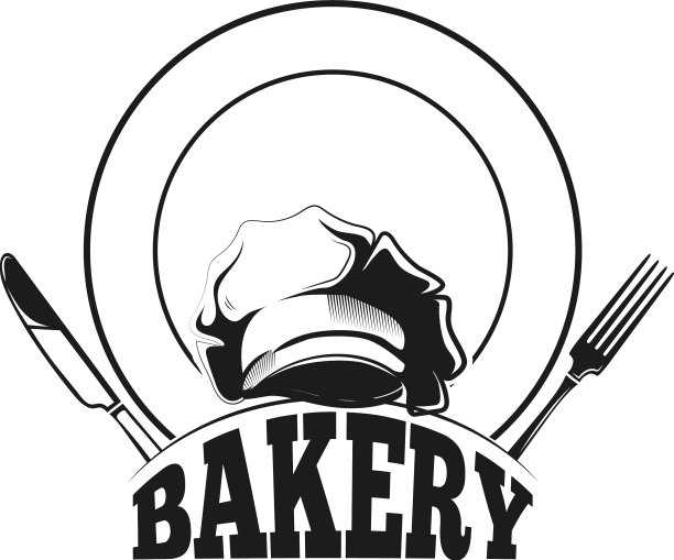 面包店徽章糕点咖啡馆黑色标签模板图片下载