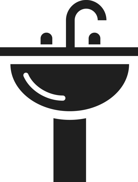 洗手池黑色图标洗手符号浴室图片下载