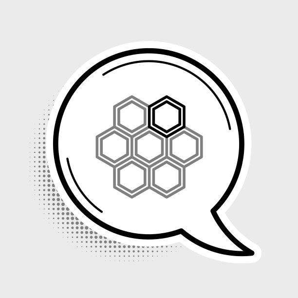 线蜂巢图标隔离在灰色背景上图片下载