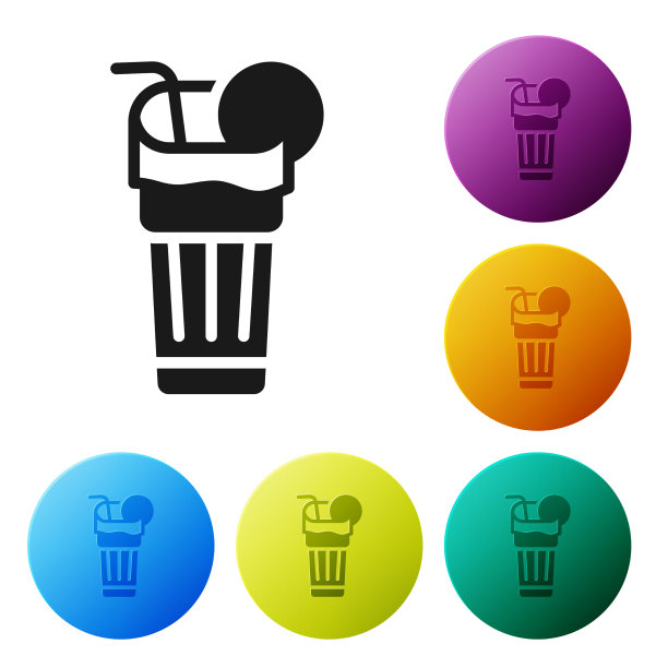 新鲜的黑色冰沙图标孤立在白色上图片下载