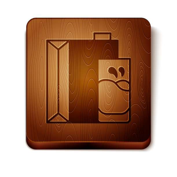 牛皮纸包装的牛奶和玻璃图标图片下载