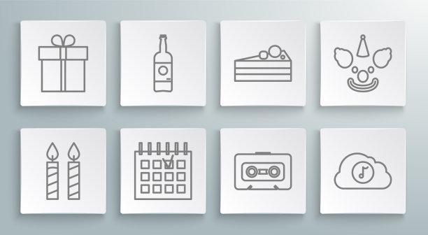 设线生日蛋糕蜡烛啤酒瓶图片下载