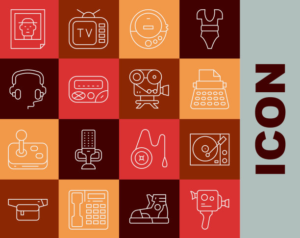 设定线复古电影相机黑胶播放器图片下载