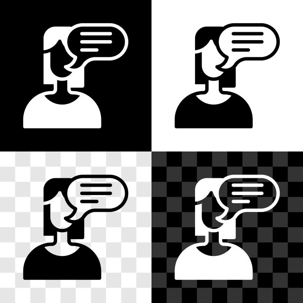 设置女性意见图标隔离在黑色和图片下载