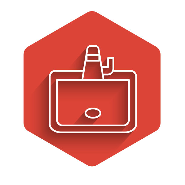 白线洗脸盆与水龙头图标隔离图片下载