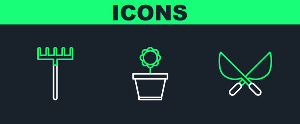 套线园艺手工剪刀和耙子图片下载