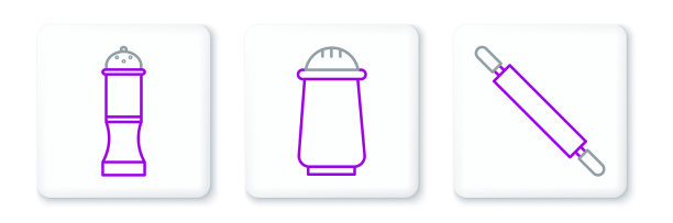 设置线擀面杖胡椒和盐和胡椒图片下载