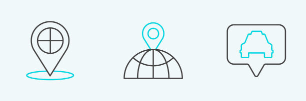 设置线地图指针与出租车和位置图片下载