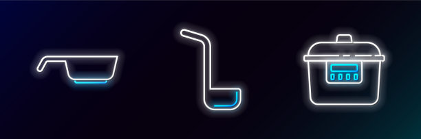 准备好慢炖锅、煎锅和厨房长柄勺图片下载