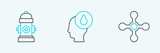 设置线路，自来水，消防栓和下降的图标图片下载