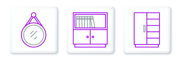 设置线衣柜镜子和图书馆书架图片下载