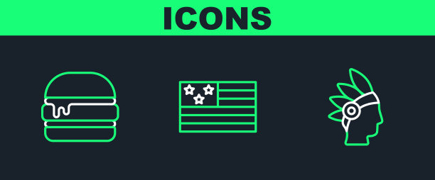 设定美国印第安人汉堡和国旗图片下载