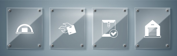 设置仓库信封和检查标记纸箱图片下载