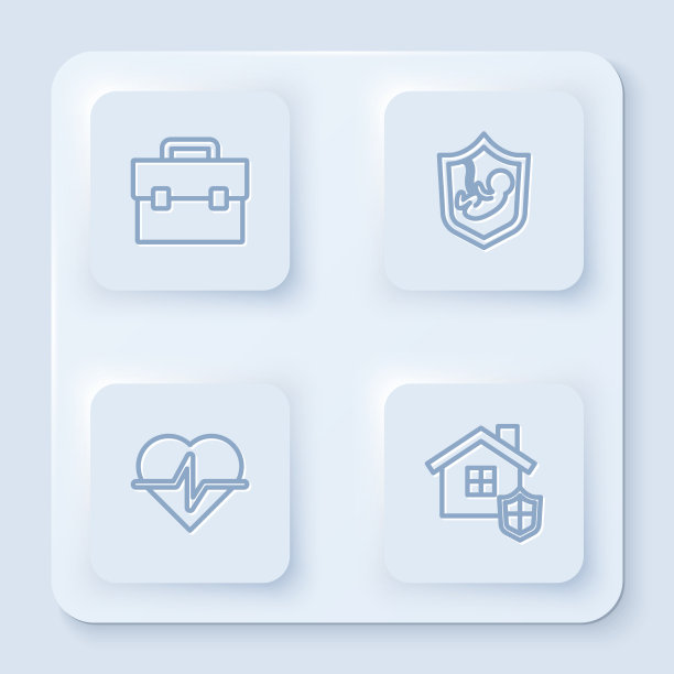 设线公文包人寿保险与盾和图片下载