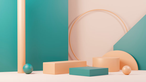 用于产品展示和广告的三维渲染抽象展示平台。简洁的场景背景设计。用于模拟的空基座。化妆用粉彩空舞台。图片下载