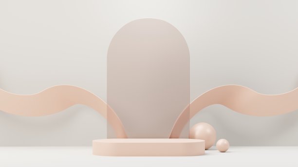 用于产品展示和广告的三维渲染抽象展示平台。简洁的场景背景设计。用于模拟的空基座。化妆用粉彩空舞台。图片下载
