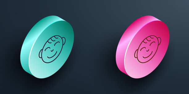 等距线快乐小男孩头部图标图片下载