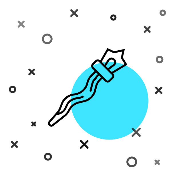 黑线魔法权杖图标孤立在白色上图片下载