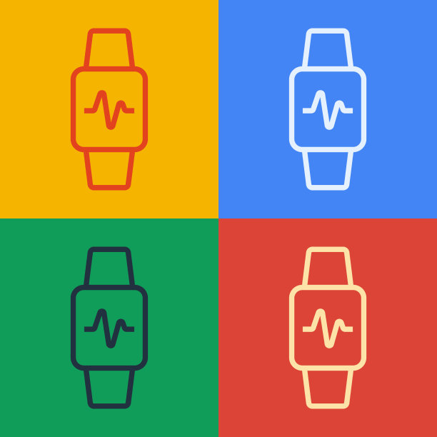 波普艺术线智能手表显示心率图片下载