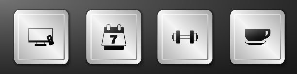 设置智能电视酒店预订日历和哑铃图片下载