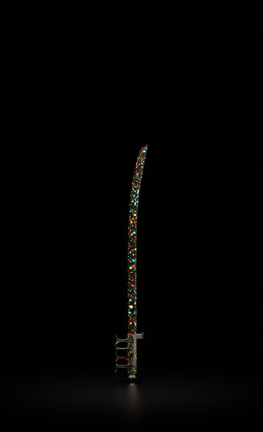 多色水磨石剑。古老的骑士剑。三维渲染图片下载