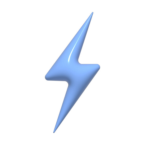 3D蓝色闪电风暴图标。3d天气元素隔离在白色背景..闪电闪光螺栓灯预报或打折出售。逼真的光滑塑料3d设计渲染插图图片下载