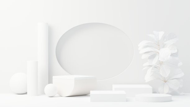 用于产品展示和广告的三维渲染抽象展示平台。简洁的场景背景设计。用于模拟的空基座。化妆用粉彩空舞台。图片下载