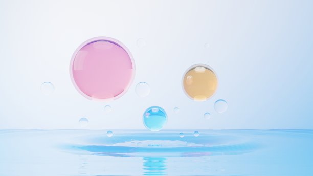 单侧细胞或分子中简单化学键的三维渲染。原子、离子、键和分子的结合。液滴气泡背景。共价键。生物化学的相互作用。图片下载