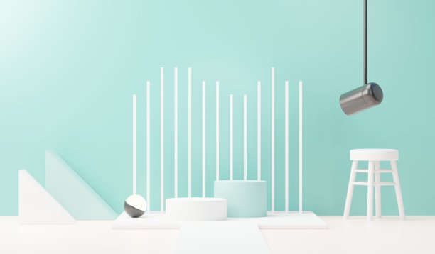 用于产品展示和广告的三维渲染抽象展示平台。简洁的场景背景设计。用于模拟的空基座。化妆用粉彩空舞台。图片下载