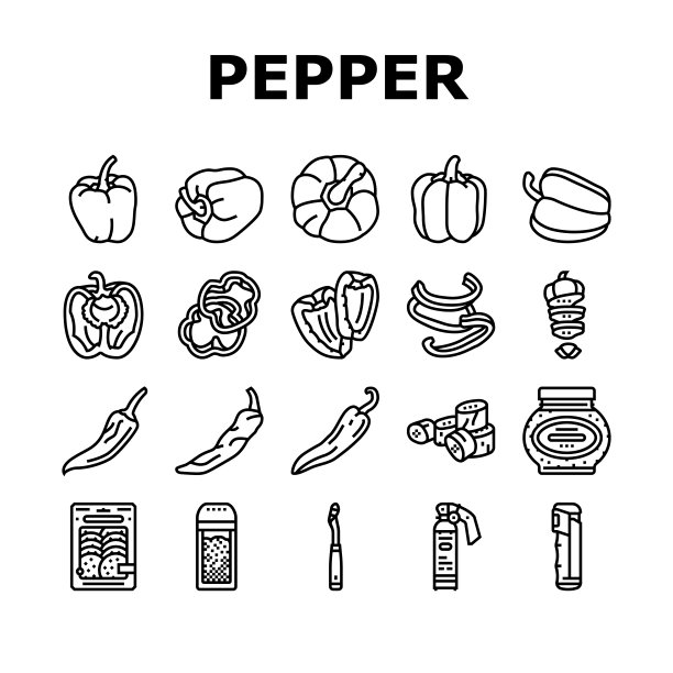 辣椒成分食品有机图标集矢量图片下载