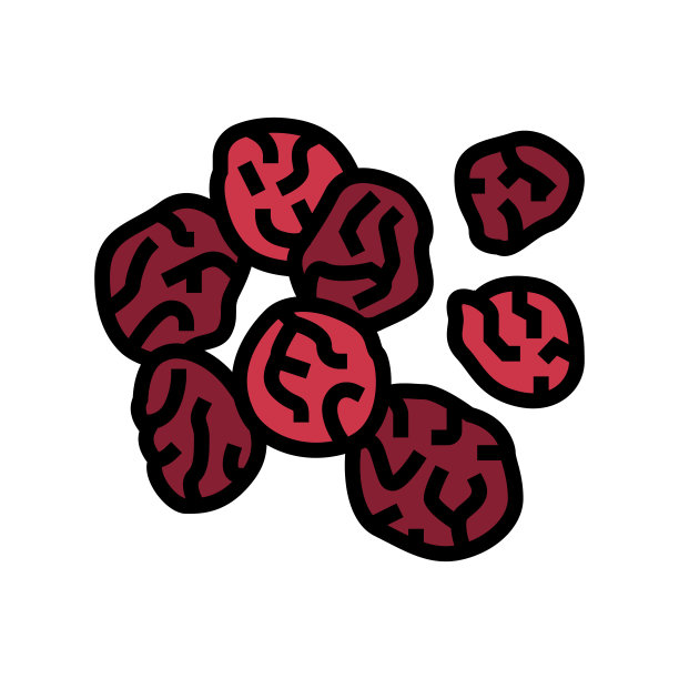 樱桃干果颜色图标矢量插图图片下载