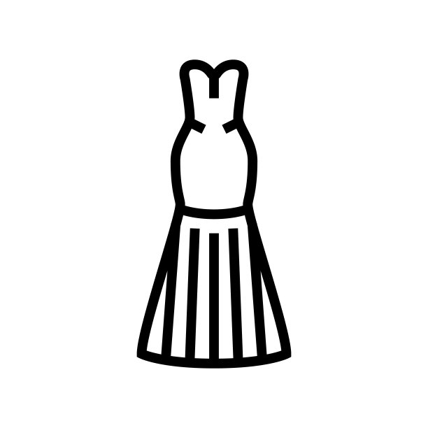 美人鱼婚纱线图标矢量插图图片下载