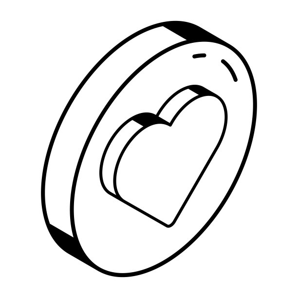 现代等距心形图标图片下载