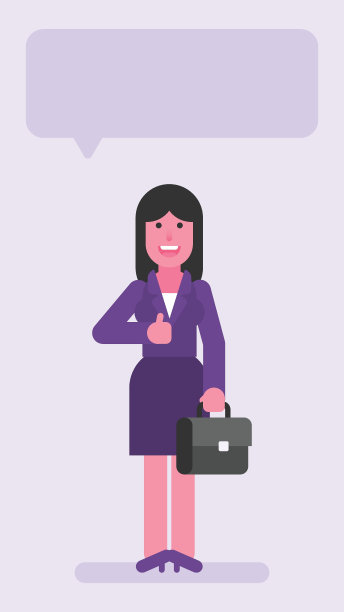 商务女性拿着行李箱，竖起大拇指图片下载