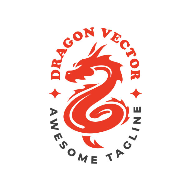 龙吉祥物会徽标志设计。龙矢量图标图片下载