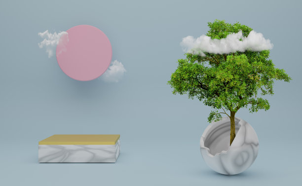 讲台空的几何形状在天蓝色粉彩组成的现代舞台展示和极简主义的模型，抽象的橱窗背景，概念3d插图或3d渲染。图片下载