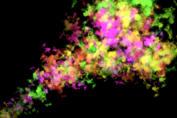 纹理烟，抽象的彩色，孤立在黑色背景图片下载