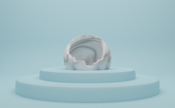 讲台空的几何形状在天蓝色粉彩组成的现代舞台展示和极简主义的模型，抽象的橱窗背景，概念3d插图或3d渲染图片下载