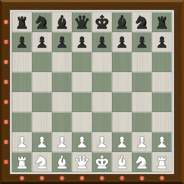 一种木制棋盘，棋盘上有白色和绿色的方格，棋盘上有白色和黑色的棋子图片下载