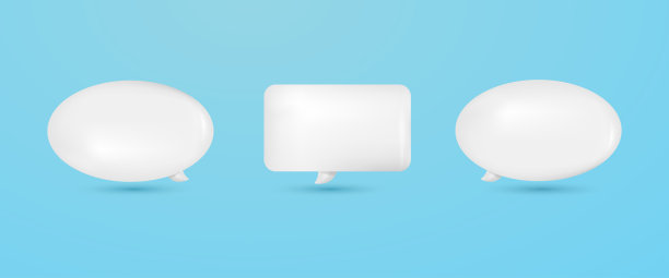 3d白色语音气泡图标隔离在蓝色背景插图图片下载