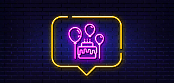 蛋糕线图标生日活动标志霓虹灯图片下载