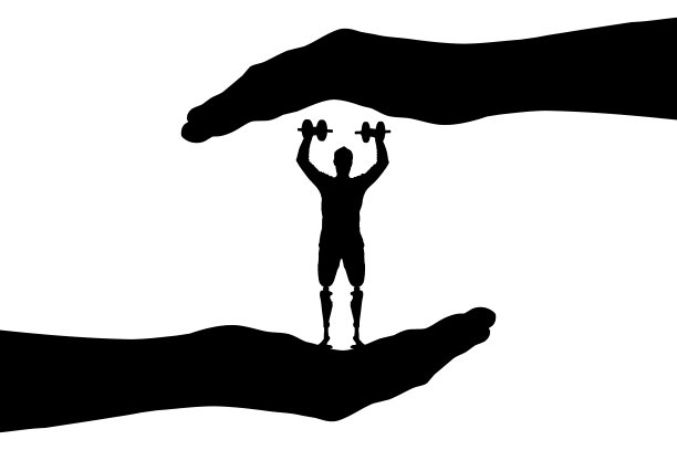 矢量剪影残疾运动员与义肢与哑铃在手上图片下载