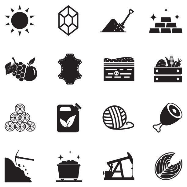 自然资源图标。黑色的平面设计。矢量插图。图片下载