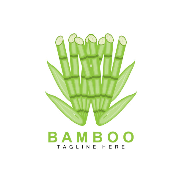 竹子标志设计，绿树矢量，熊猫食品，产品品牌模板插画图片下载