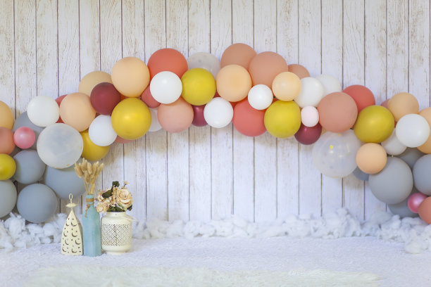 彩虹波西米亚气球背景图片下载