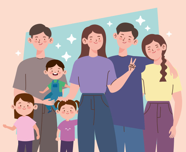 六名韩国家庭成员图片下载