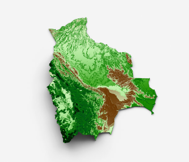 玻利维亚地形图3d现实地图彩色3d插图图片下载