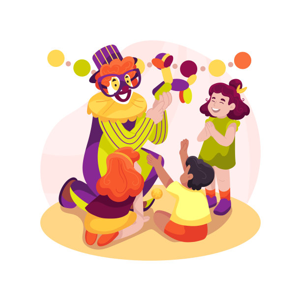 小丑艺人孤立卡通矢量插图。图片下载